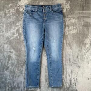 NYDJ Jeans Womens 12 LiftxTuck Technology Button Fly Ami Skinny Distressed Denim